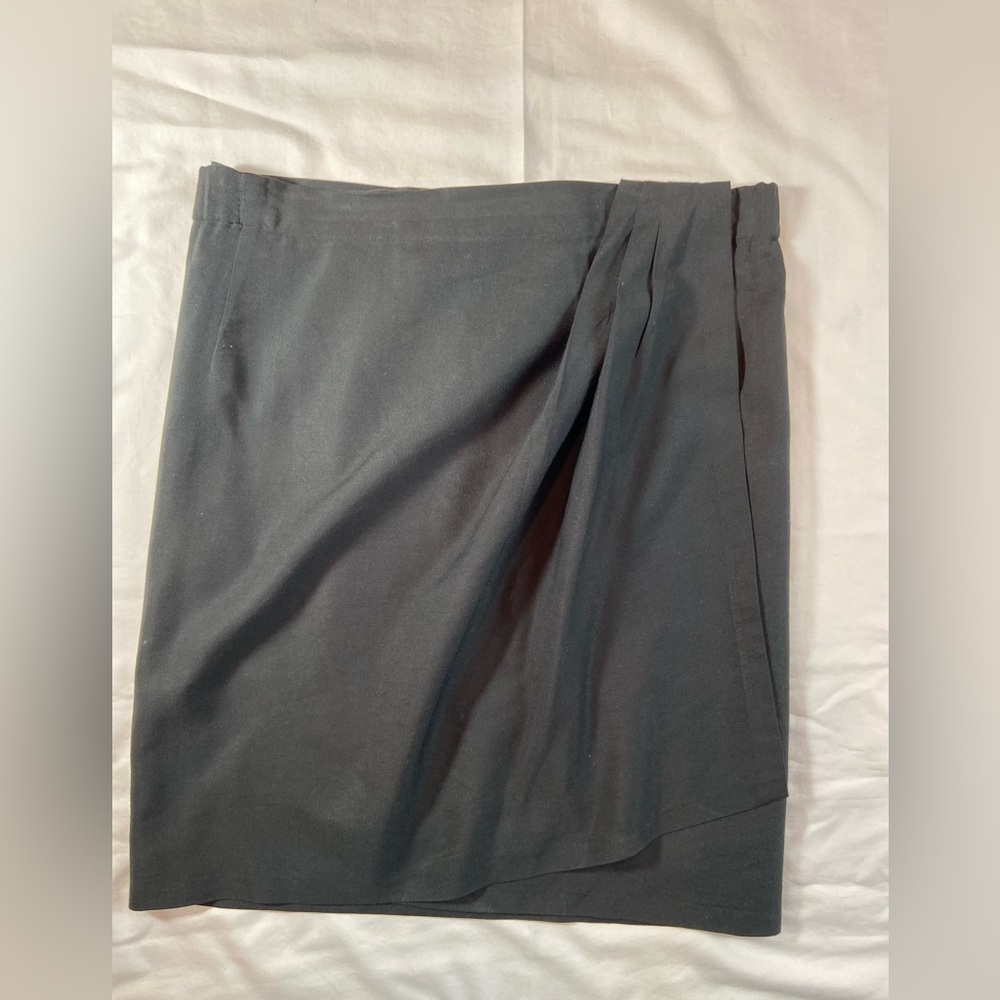 Henri Bendel Mini Wrap Skirt Black Silk & Cotton Vintage Size 14‎